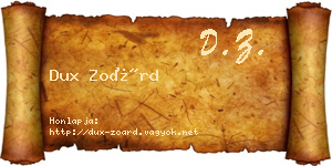 Dux Zoárd névjegykártya